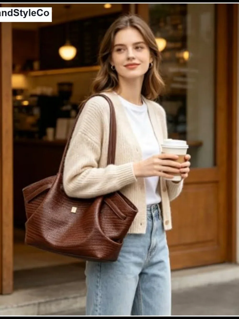 Woven Embossed PU Leather Tote Bag Women Faux Leather Shoulder Handbag Large